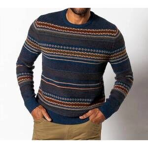 NEW DUCK HEAD birch fair isle crewneck sweater in maritime blue heather